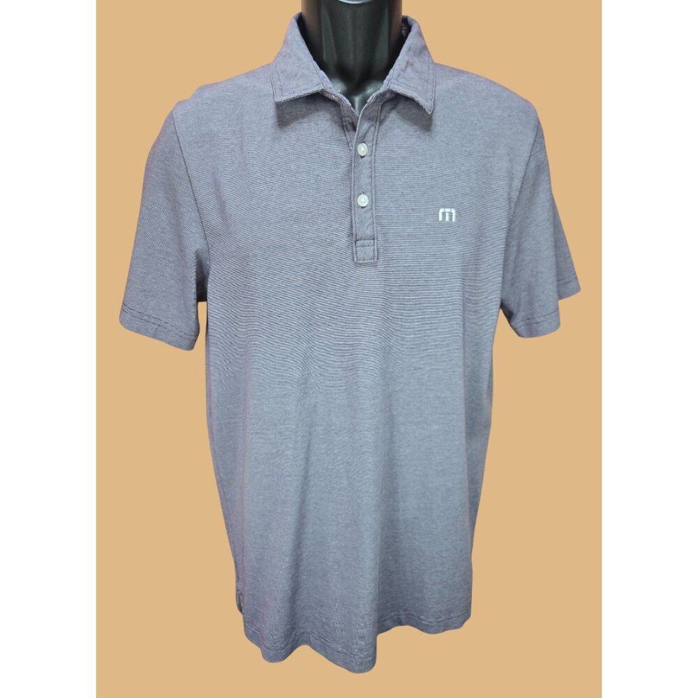 Travis Mathew Mens Striped Polo Medium Lavender